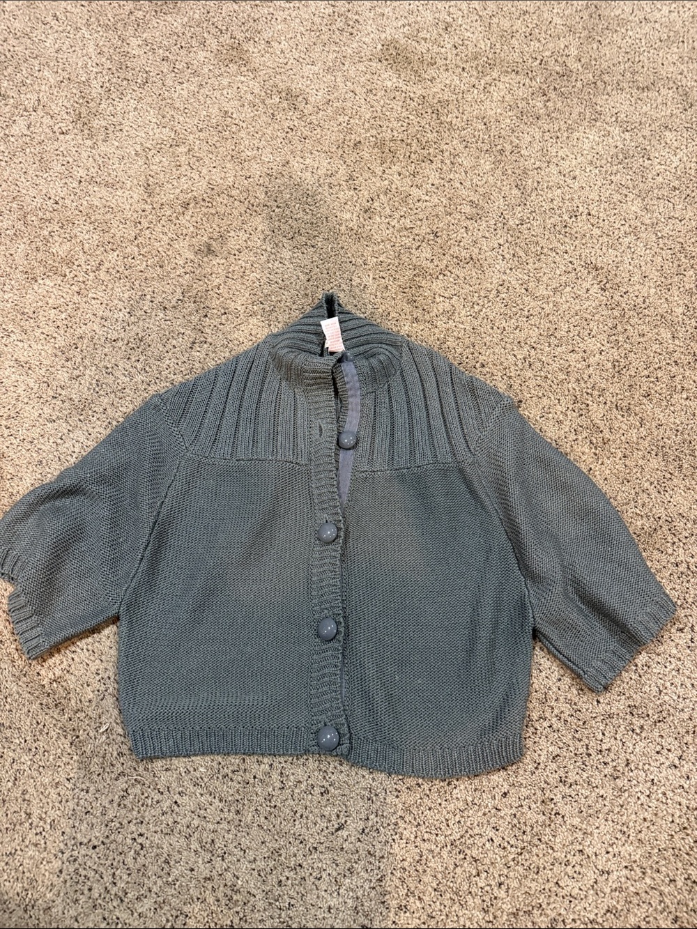 Tulle Short Sleeve Cardigan in Dusty Gray-Blue
